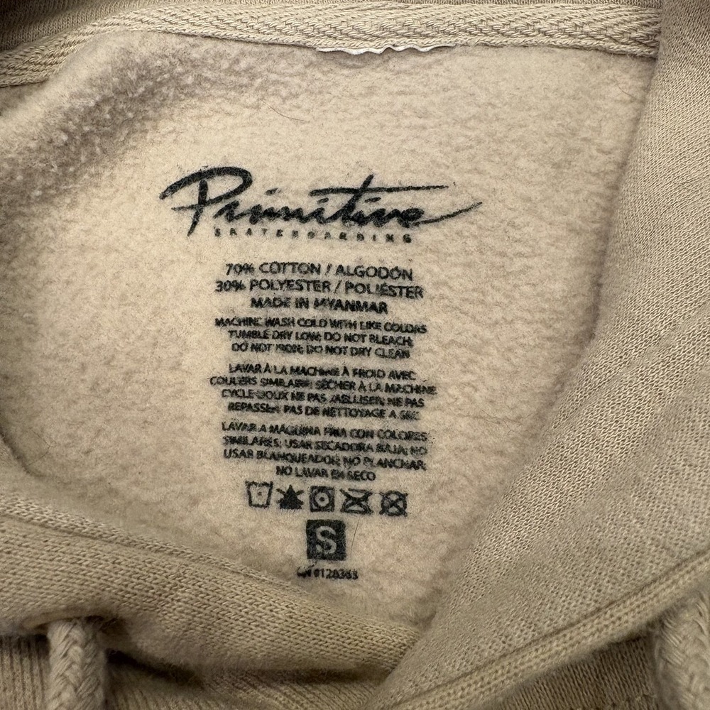 Primitive tan Fleece Hoodie Pullover size small for Men butterfly print - Picture 2 of 8